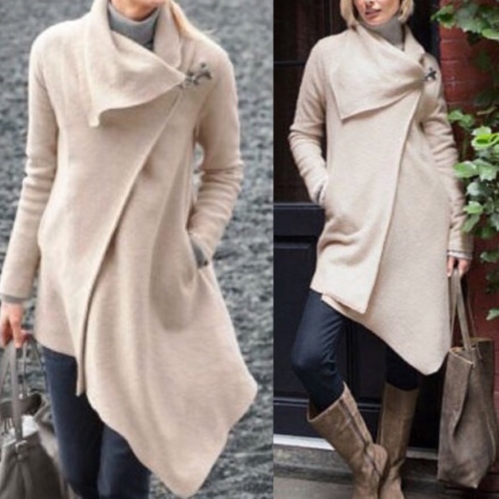 Garnet Hill Asymmetrical Boiled Wool Coat 6